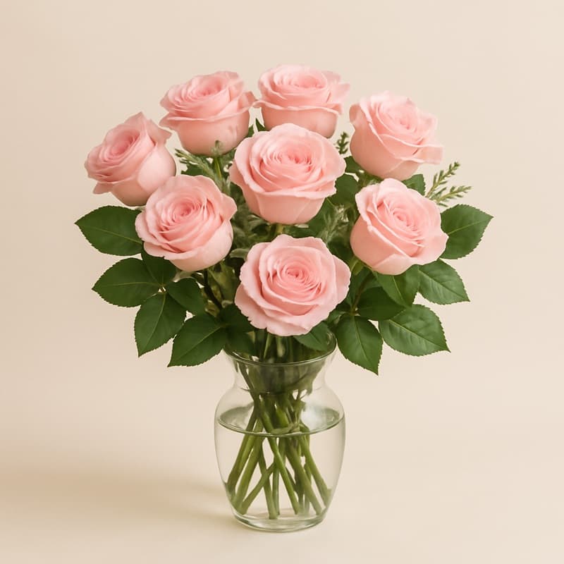 Docena de rosas rosadas