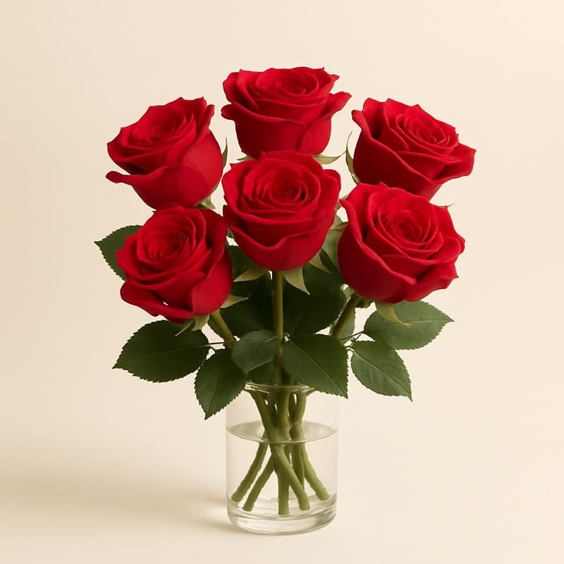 Media docena de rosas rojas